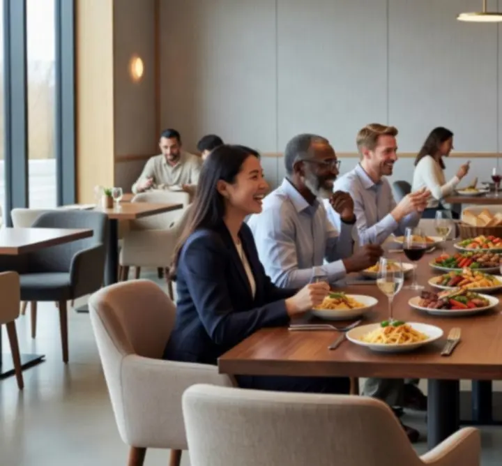 Welcoming dining area with accessible seating at TRT Service